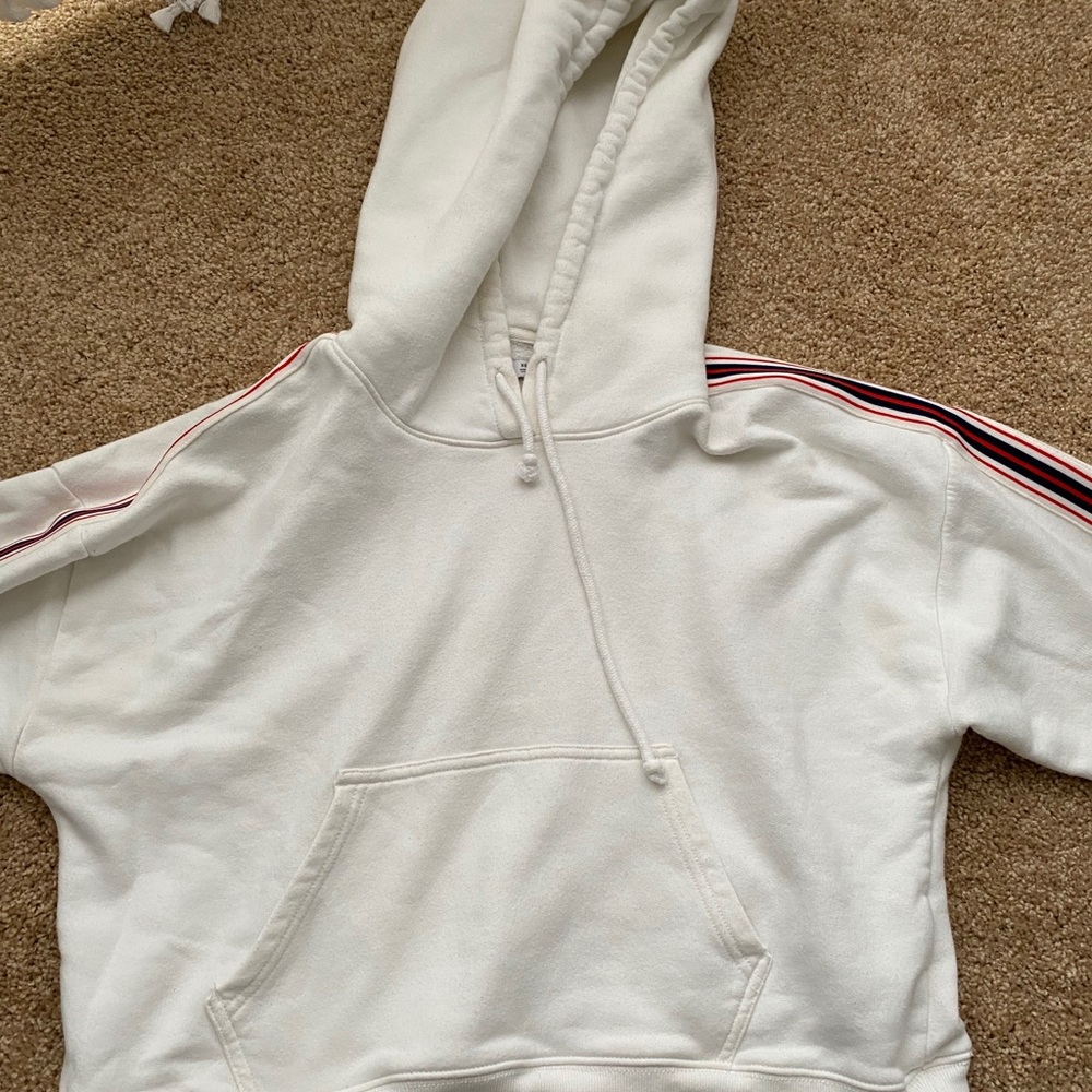 Aritzia cropped white hoodie